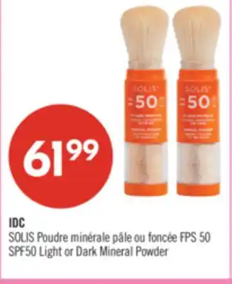 Pharmaprix IDC SOLIS SPF50 Light or Dark Mineral Powder offer
