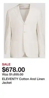 Holt Renfrew ELEVENTY Cotton And Linen Jacket offer