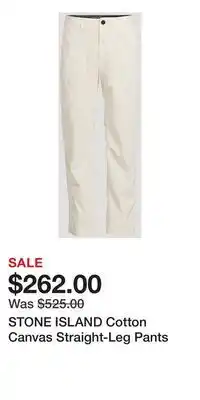 Holt Renfrew STONE ISLAND Cotton Canvas Straight-Leg Pants offer