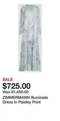 Holt Renfrew ZIMMERMANN Illuminate Dress In Paisley Print offer