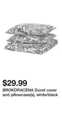 IKEA BROKDRACENA Duvet cover and pillowcase(s), white/black offer
