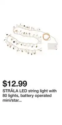 IKEA STRÅLA LED string light with 80 lights, battery operated mini/star gold-colour offer