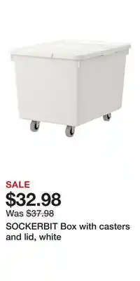 IKEA SOCKERBIT Box with casters and lid, white offer