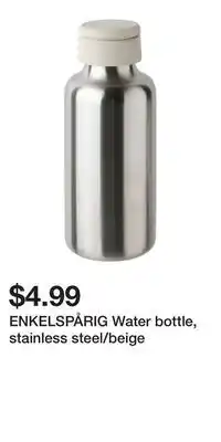IKEA ENKELSPÅRIG Water bottle, stainless steel/beige offer