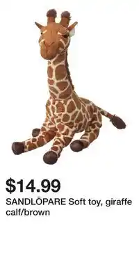 IKEA SANDLÖPARE Soft toy, giraffe calf/brown offer