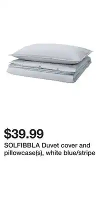 IKEA SOLFIBBLA Duvet cover and pillowcase(s), white blue/stripe offer