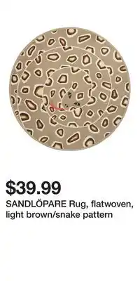IKEA SANDLÖPARE Rug, flatwoven, light brown/snake pattern offer