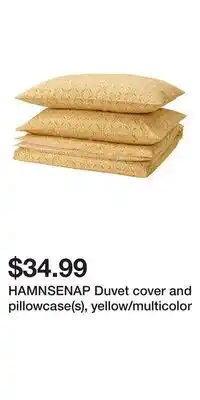 IKEA HAMNSENAP Duvet cover and pillowcase(s), yellow/multicolor offer