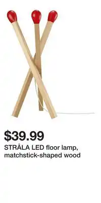 IKEA STRÅLA LED floor lamp, matchstick-shaped wood offer