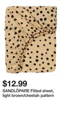 IKEA SANDLÖPARE Fitted sheet, light brown/cheetah pattern offer
