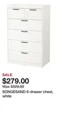 IKEA SONGESAND 6-drawer chest, white offer