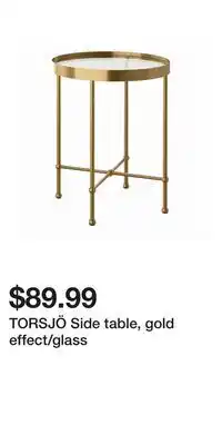 IKEA TORSJÖ Side table, gold effect/glass offer