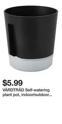 IKEA VÅRDTRÄD Self-watering plant pot, indoor/outdoor transparent/anthracite offer