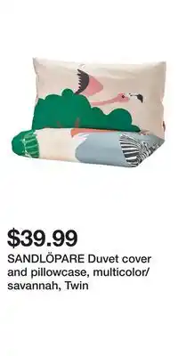 IKEA SANDLÖPARE Duvet cover and pillowcase, multicolor/savannah, Twin offer