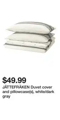 IKEA JÄTTEFRÄKEN Duvet cover and pillowcase(s), white/dark gray offer
