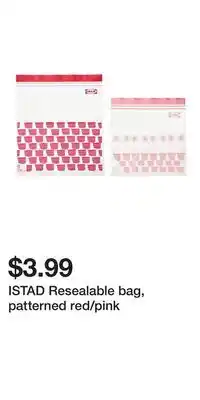 IKEA ISTAD Resealable bag, patterned red/pink offer