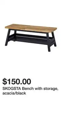 IKEA SKOGSTA Bench with storage, acacia/black offer