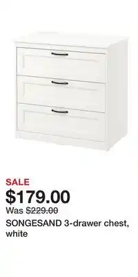 IKEA SONGESAND 3-drawer chest, white offer