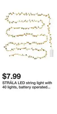IKEA STRÅLA LED string light with 40 lights, battery operated leaf/gold-colour offer