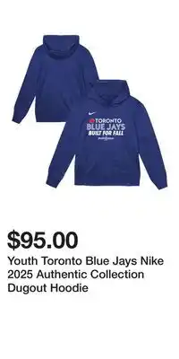 Sport Chek Youth Toronto Blue Jays Nike 2025 Authentic Collection Dugout Hoodie offer