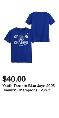 Sport Chek Youth Toronto Blue Jays 2025 Division Champions T-Shirt offer