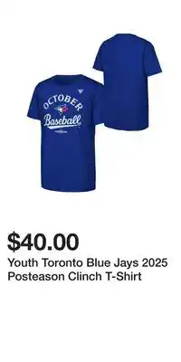 Sport Chek Youth Toronto Blue Jays 2025 Posteason Clinch T-Shirt offer