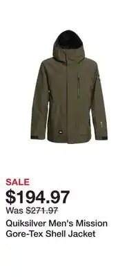 Sport Chek Quiksilver Men's Mission Gore-Tex Shell Jacket offer