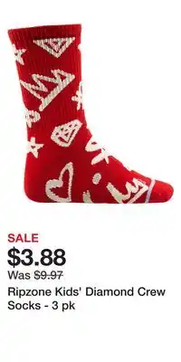 Sport Chek Ripzone Kids' Diamond Crew Socks - 3 pk offer
