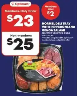 Real Canadian Superstore Hormel deli tray with pepperoni and genoa salami offer