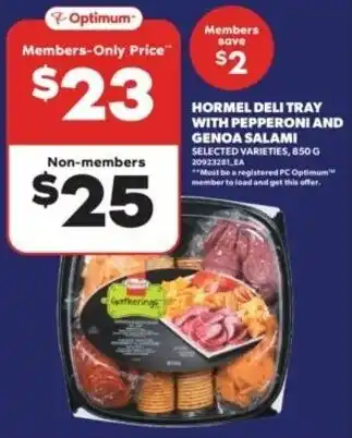 Real Canadian Superstore Hormel deli tray with pepperoni and genoa salami offer