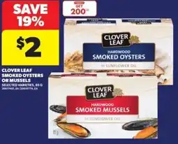 Real Canadian Superstore Clover leaf smoked oysters or mussels offer