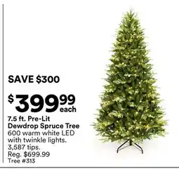 Michaels 7.5 ft. Pre-Lit Dewdrop Spruce Tree offer