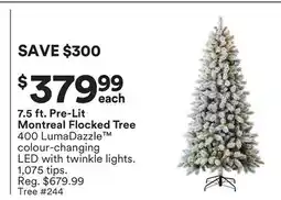 Michaels 7.5 ft. Pre-Lit Montreal Flocked Tree offer
