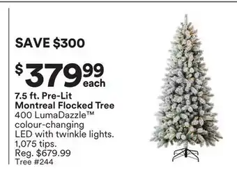 Michaels 7.5 ft. Pre-Lit Montreal Flocked Tree offer