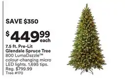 Michaels 7.5 ft. Pre-Lit Glendale Spruce Tree offer
