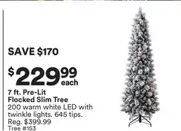 Michaels 7 ft. Pre-Lit Flocked Slim Tree offer