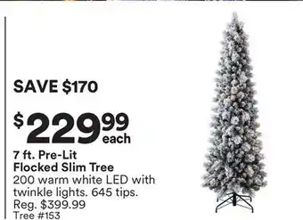 Michaels 7 ft. Pre-Lit Flocked Slim Tree offer