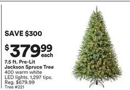Michaels 7.5 ft. Pre-Lit Jackson Spruce Tree offer