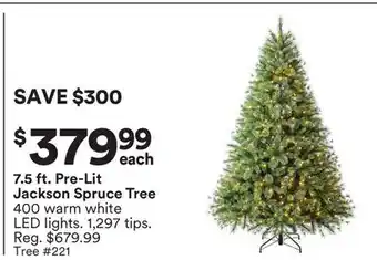 Michaels 7.5 ft. Pre-Lit Jackson Spruce Tree offer