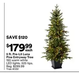 Michaels 5 ft. Pre-Lit Luna Pine entryway Tree offer