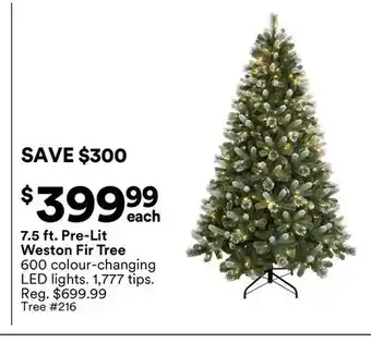 Michaels 7.5 ft. Pre-Lit Weston Fir Tree offer