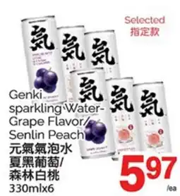 T&T Supermarket GENKI SPARKLING WATER- GRAPE FLAVOR/ SENLIN PEACH 330MLX6 offer