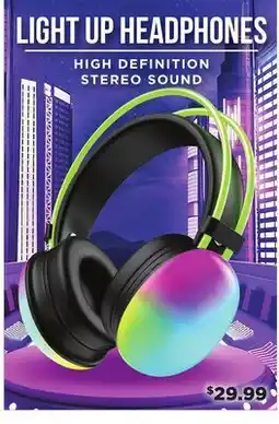 Showcase LIGHT UP HEADPHONES HIGH DEFINITION STEREO SOUND offer