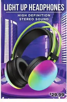Showcase LIGHT UP HEADPHONES HIGH DEFINITION STEREO SOUND offer