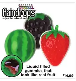 Showcase Liquid filled gummies that look like real fruit offer