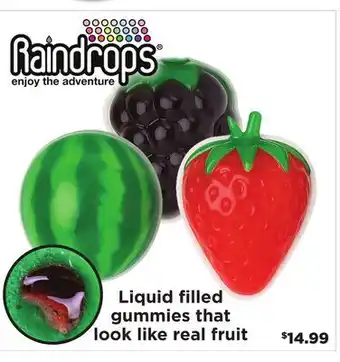 Showcase Liquid filled gummies that look like real fruit offer