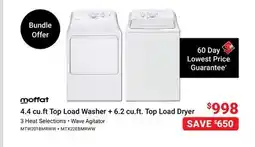 Visions Electronics 4.4 cu. ft Top Load Washer + 6.2 cu. ft. Top Load Dryer offer