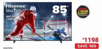 Visions Electronics Hisense Mini LED 85 QD7QFM 4K Smart TV offer