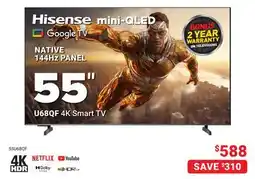 Visions Electronics Hisense U68QF 55 4K Smart TV offer