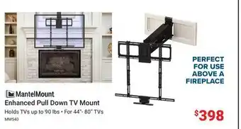 Visions Electronics MantelMount Enhanced Pull Down TV Mount offer